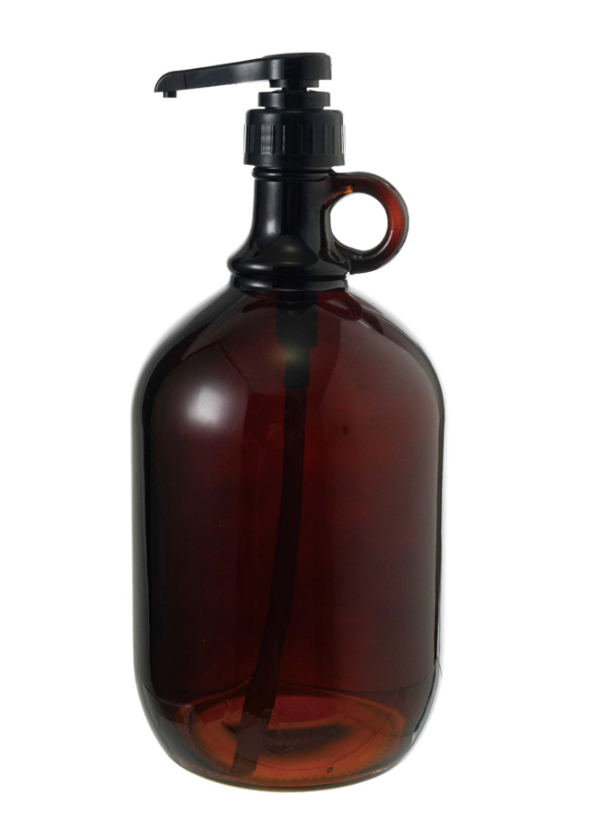 Brown Glass Pump Dispenser with Handle