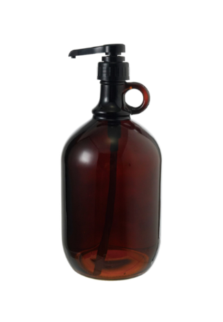 Brown Glass Pump Dispenser with Handle