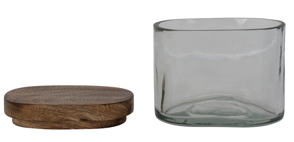 Mango Wood Lidded Glass Jar