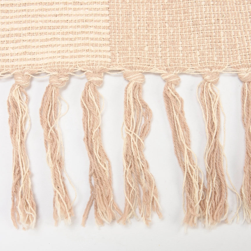 Cream Checkered Throw with Tassels