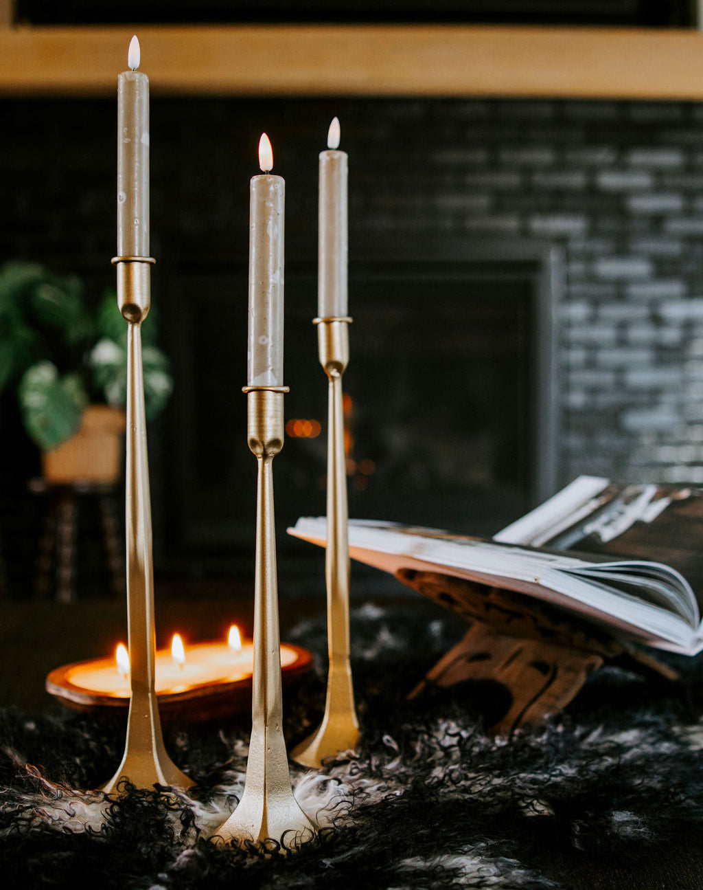 3D Flame Taper Candle - Set of 2