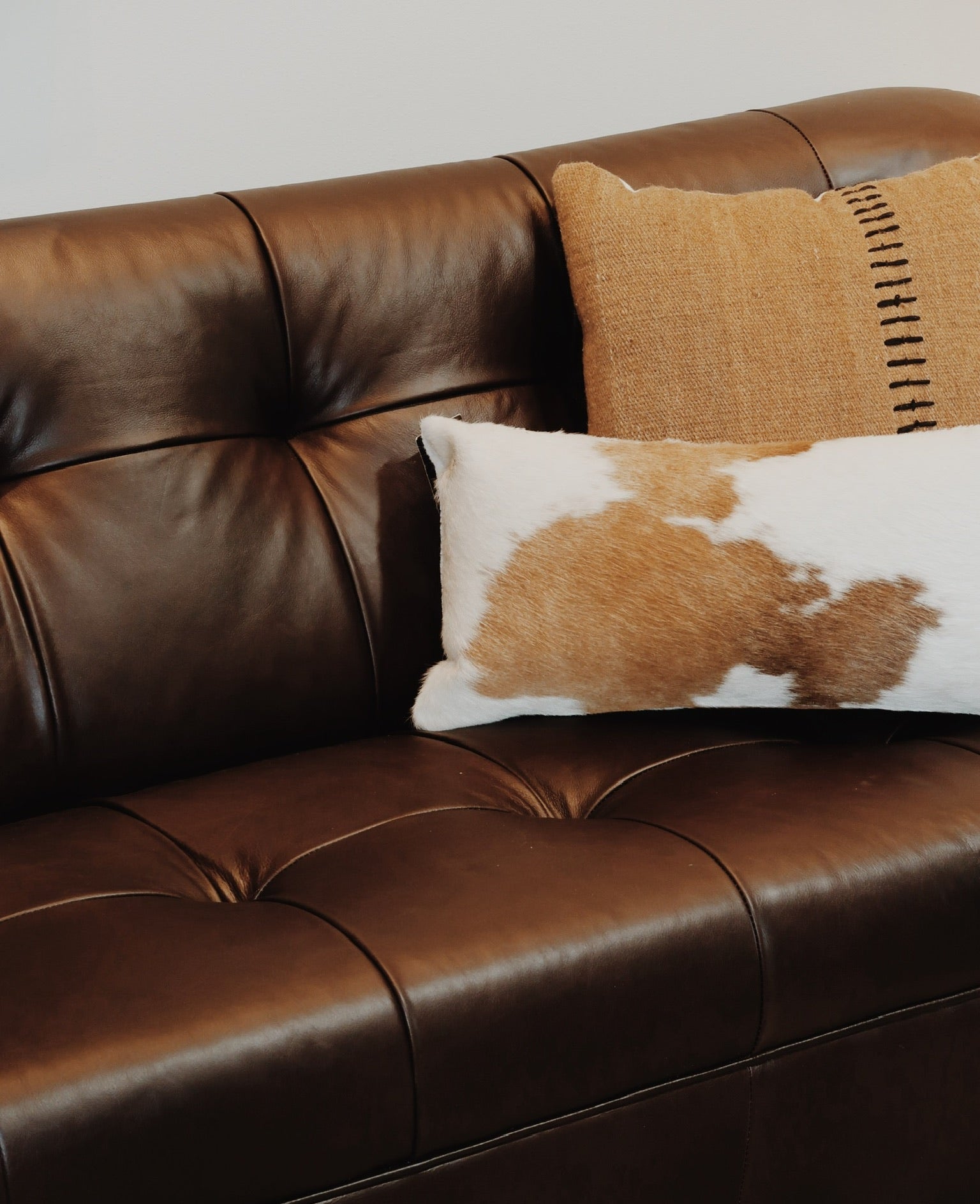 Natural Cowhide Lumbar Pillows - 12x24