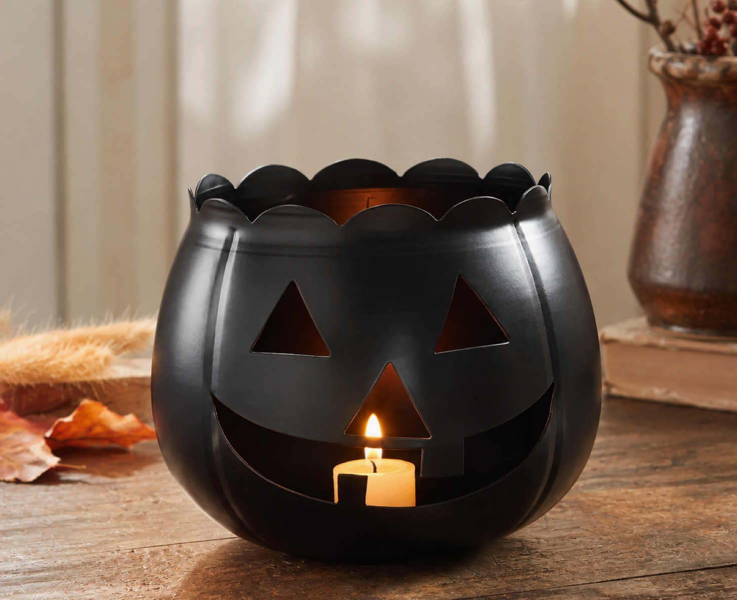 Distressed Metal Jack-O-Lantern- 2 Colors, Sizes