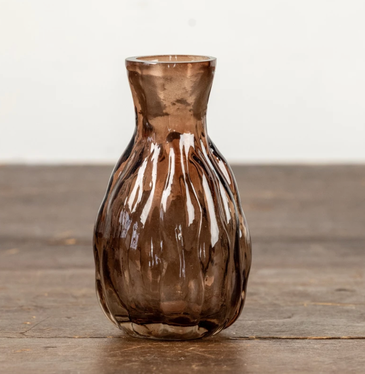 Amber Patterned Glass Budvase- 2 Styles