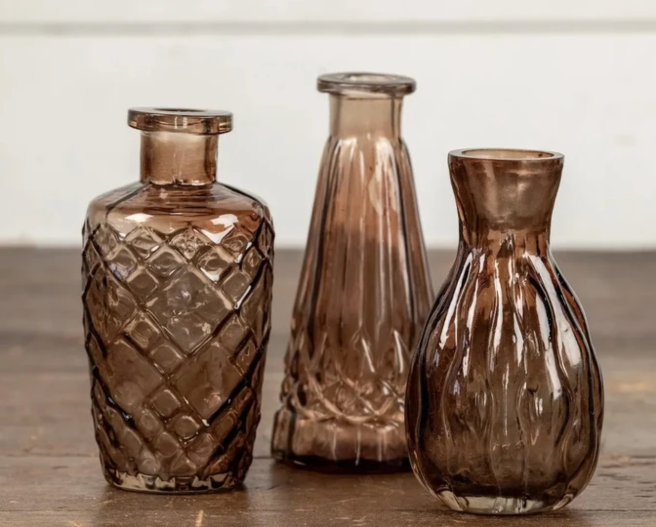 Amber Patterned Glass Budvase- 2 Styles