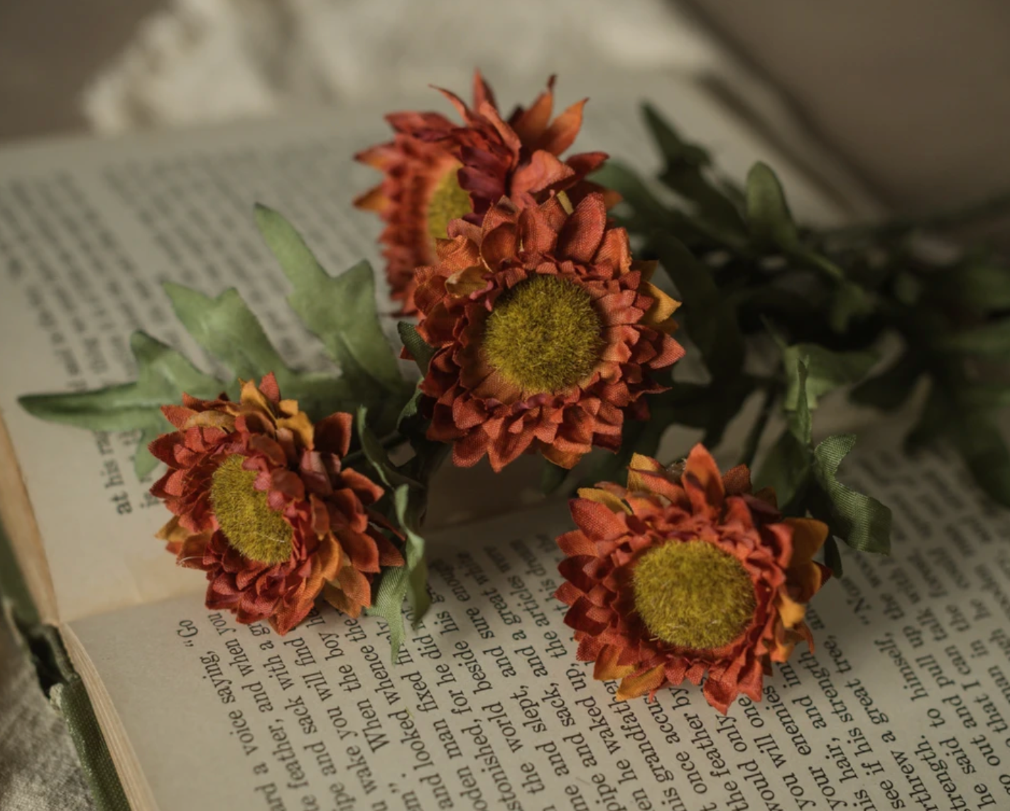 Burnt Orange Strawflower Pick