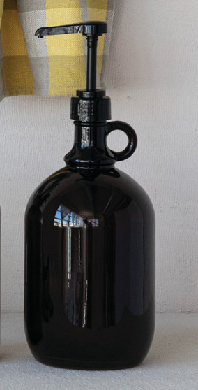 Brown Glass Pump Dispenser with Handle