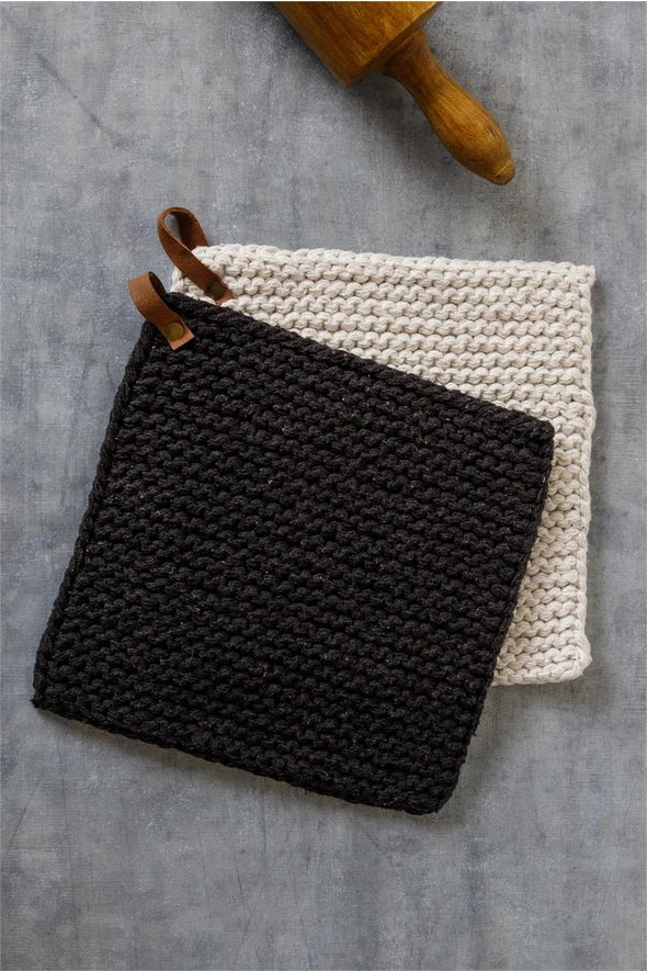 Knitted Cotton Pot Holder - 4 Colors