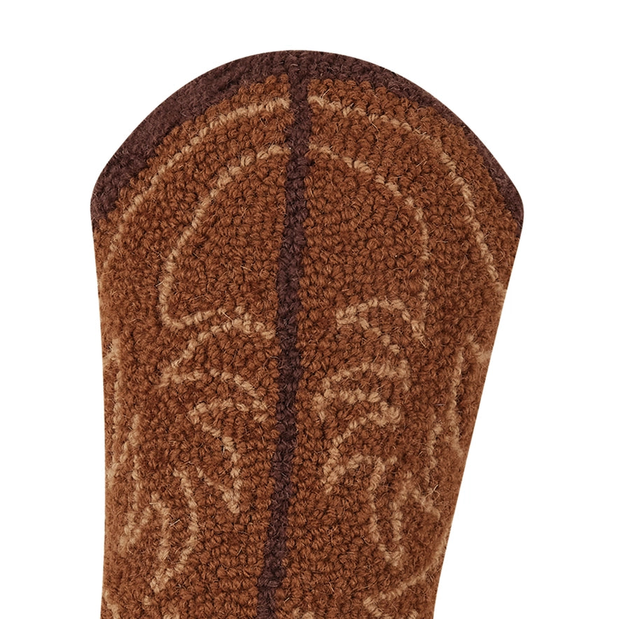 Hand-Hooked Cowboy Boot Wool Pillow