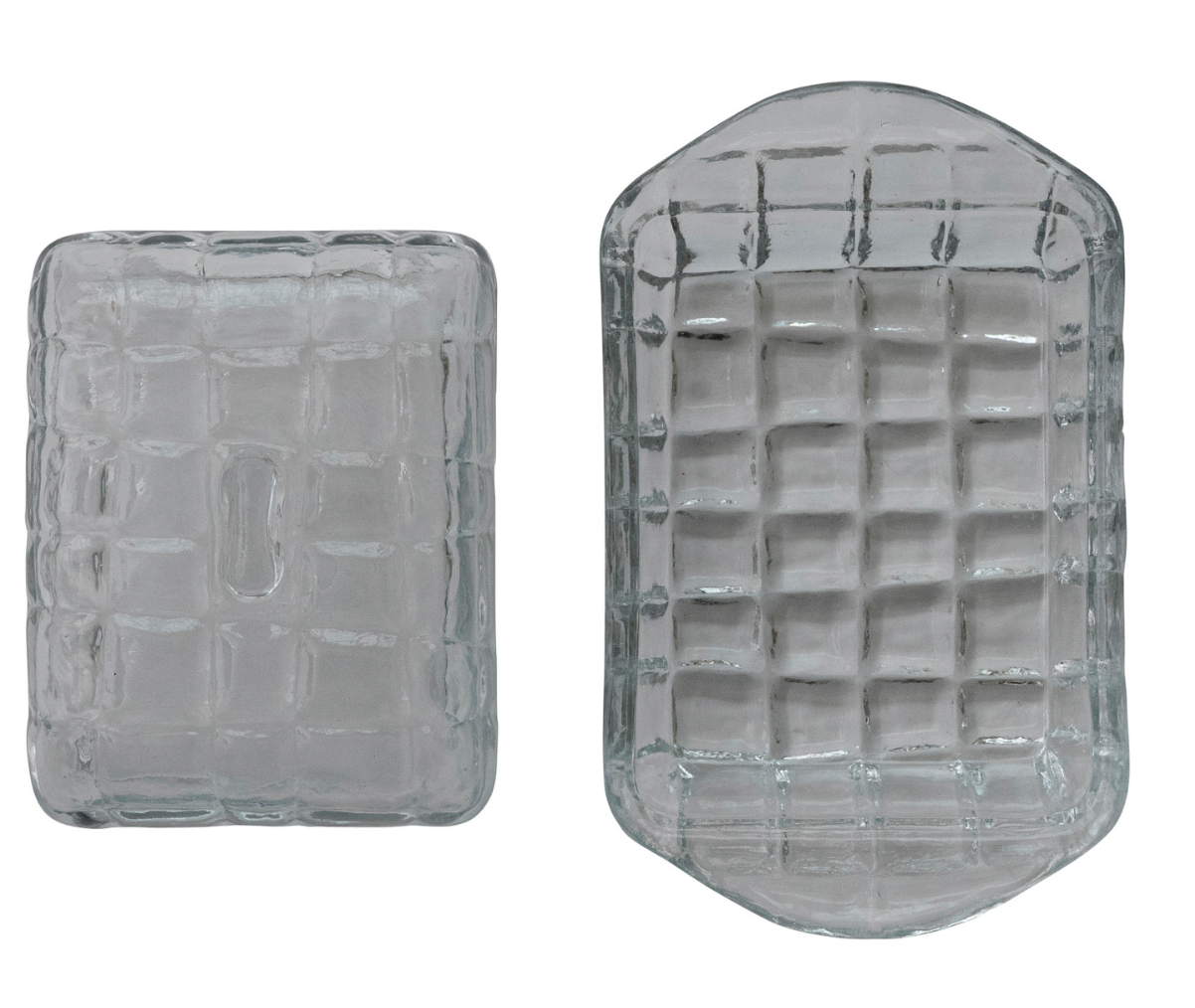 Grid Pressed Glass Butter Dish