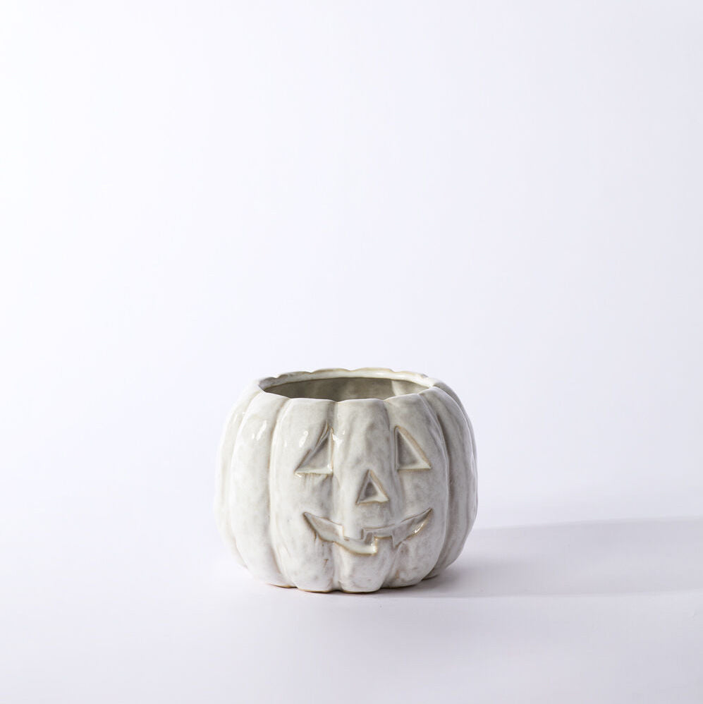 Carved Ceramic Jack-O'-Lantern Pot