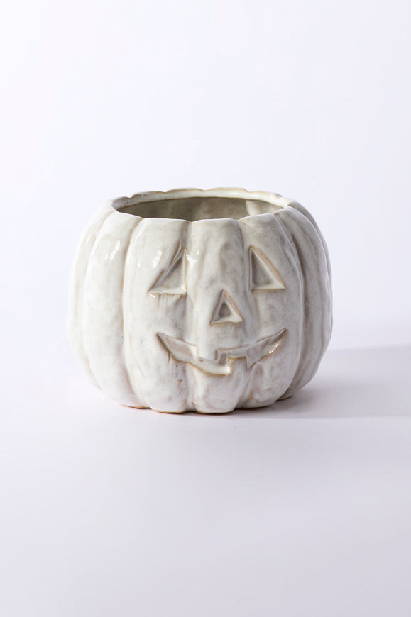Carved Ceramic Jack-O'-Lantern Pot