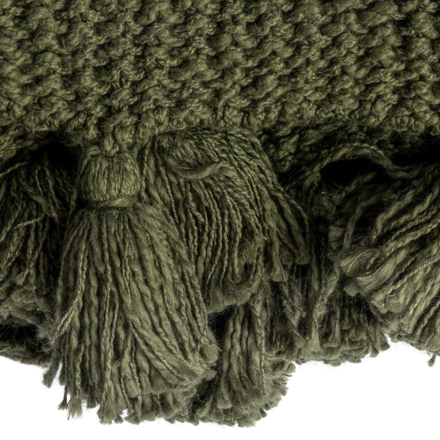 Cotton Knit Throw Blanket w/Tassels