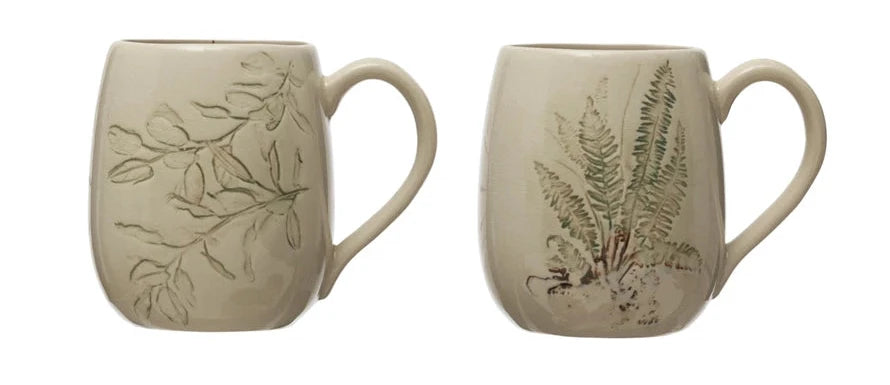 Handcrafted Botanical Stoneware Mug - 2 Styles