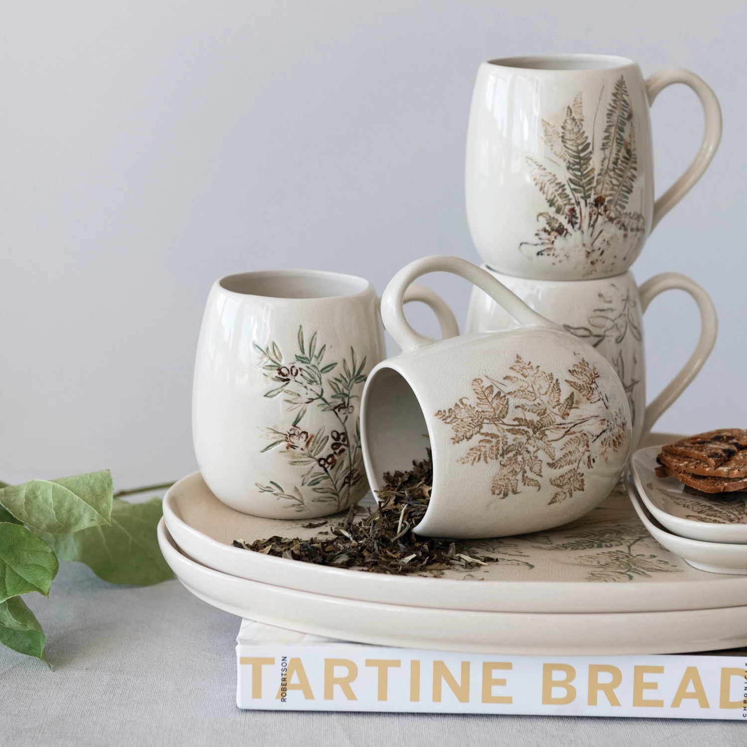 Handcrafted Botanical Stoneware Mug - 2 Styles