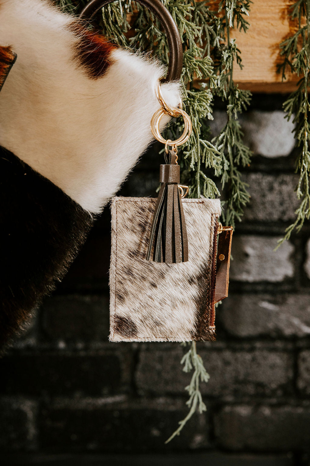 Cowhide Wallet Keychain with Wristlet