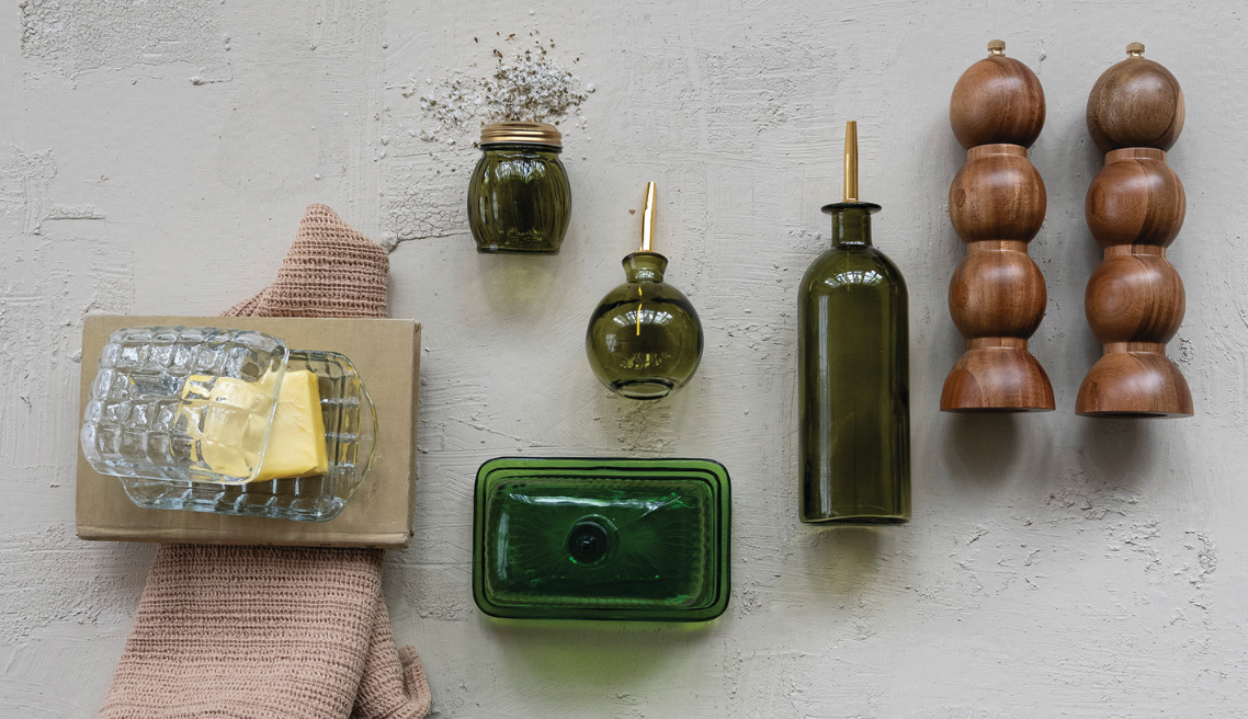 Olive Glass Cruet Bottle