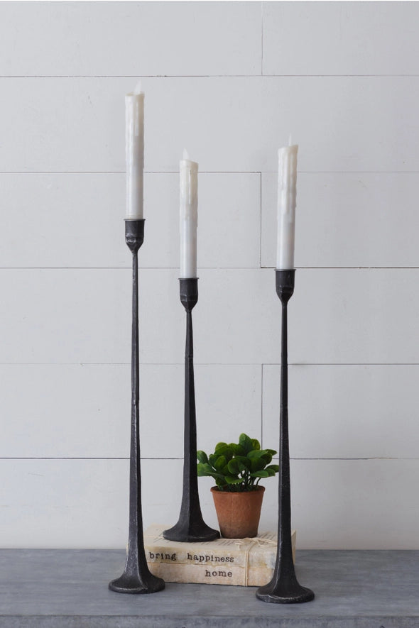 Hand-Forged Iron Candlestick Holder - 3 Sizes