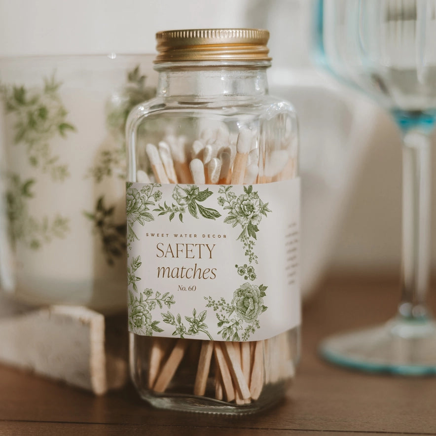 Botanical Glass Jar Matches with Striker