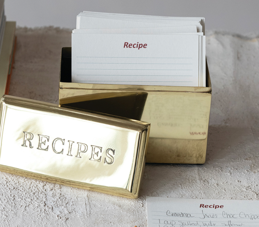 Gold Recipe Box & Blank Cards