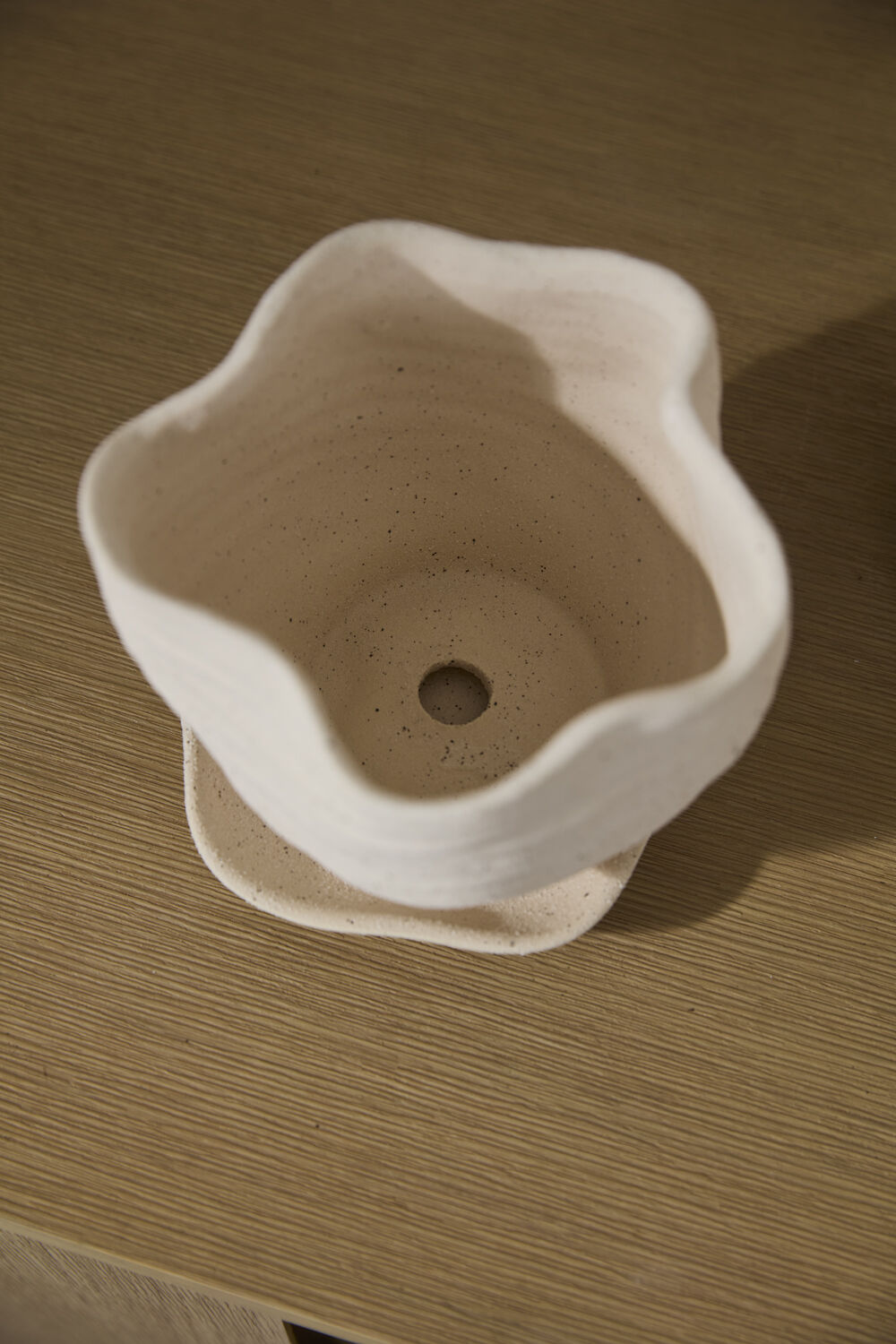 Gritty Ceramic Planter with Saucer- 2 Sizes