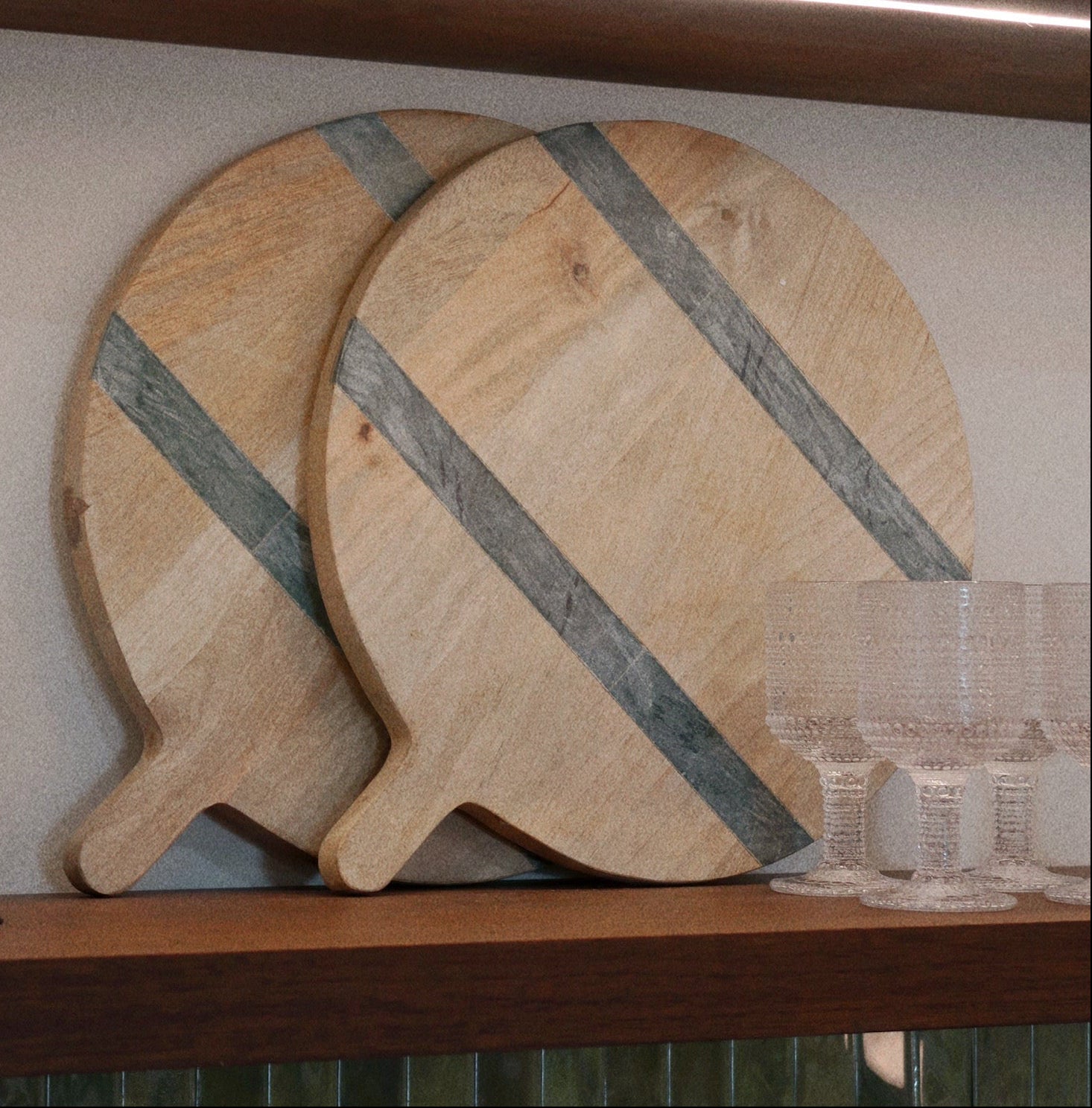 Round Marble & Wood Serving Board