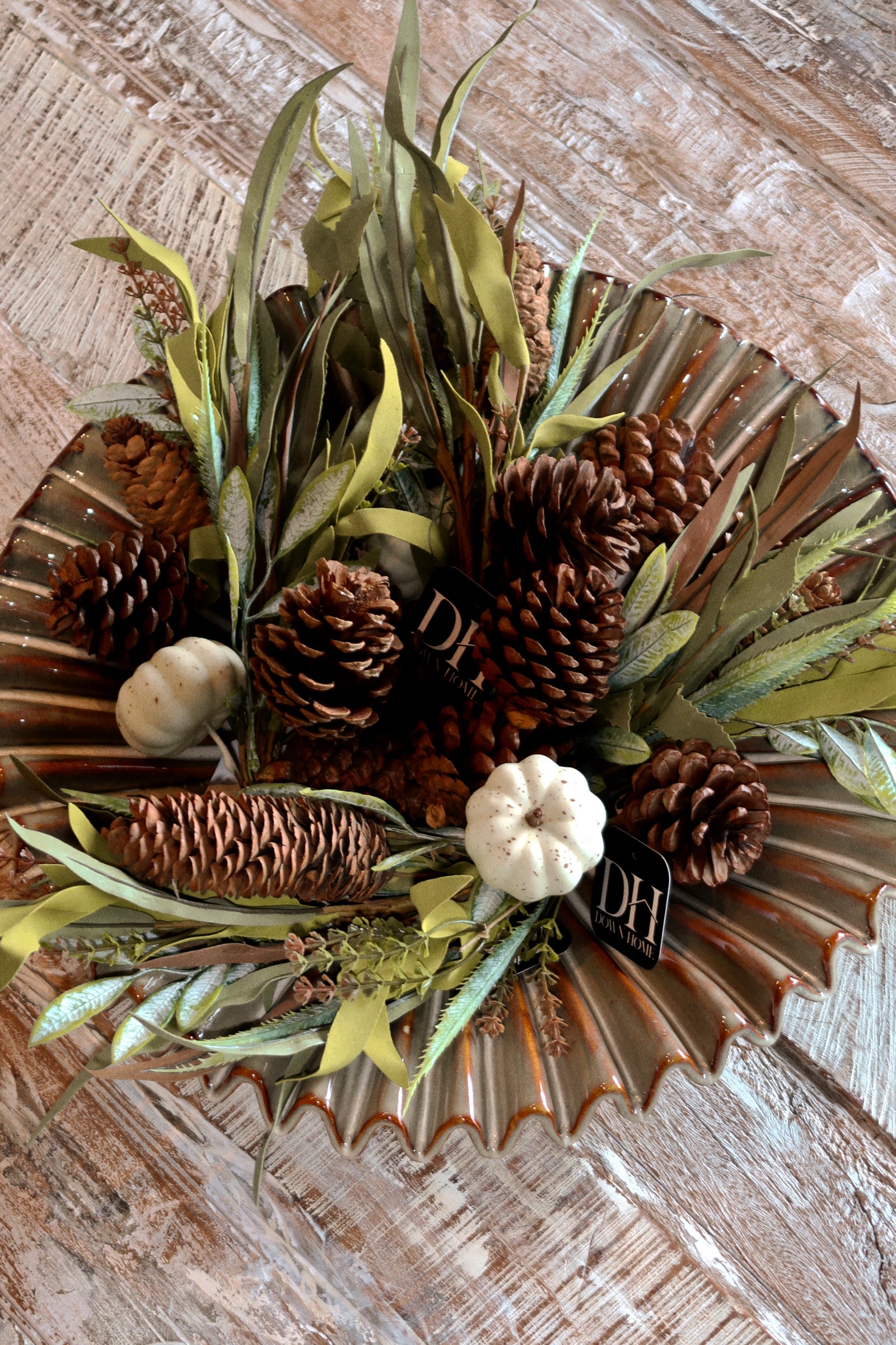Cream Pumpkin and Foliage Pick
