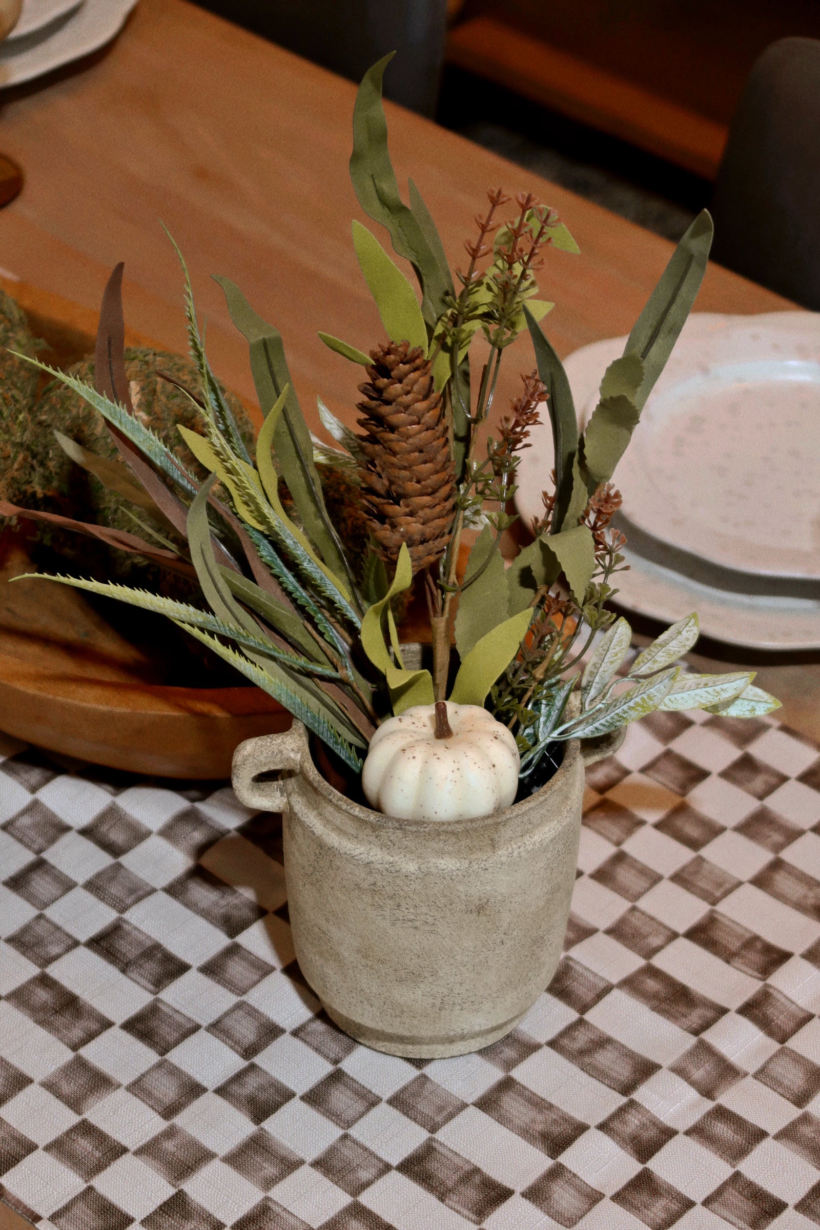 Cream Pumpkin and Foliage Pick