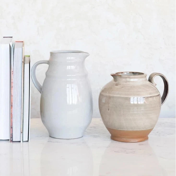 Neutral Toned Stoneware Pitcher