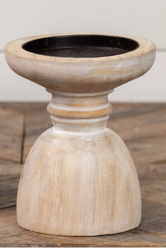 Aged Wooden Candle Holder