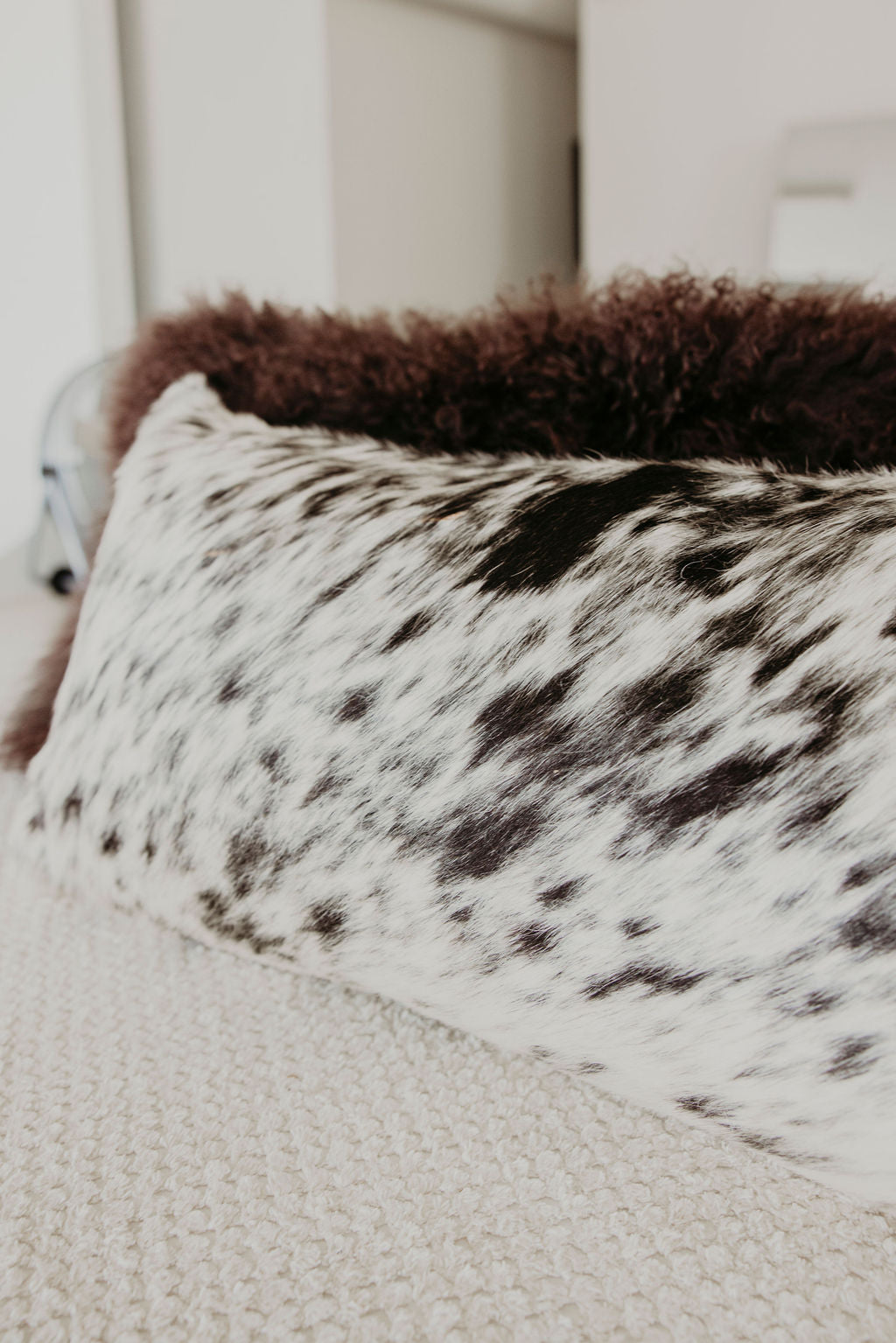 Natural Cowhide Lumbar Pillows - 12x24