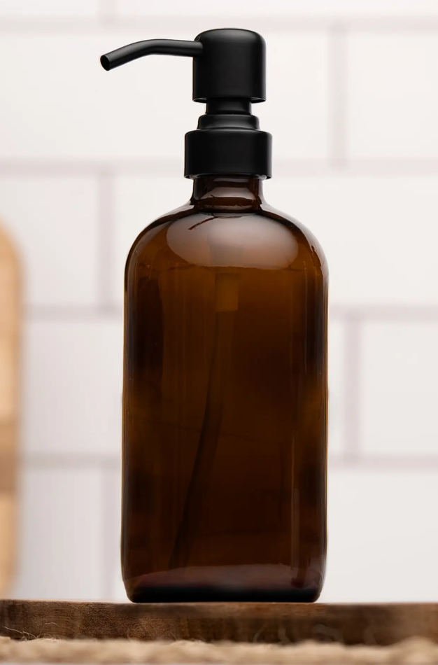 Amber Glass Soap Dispenser