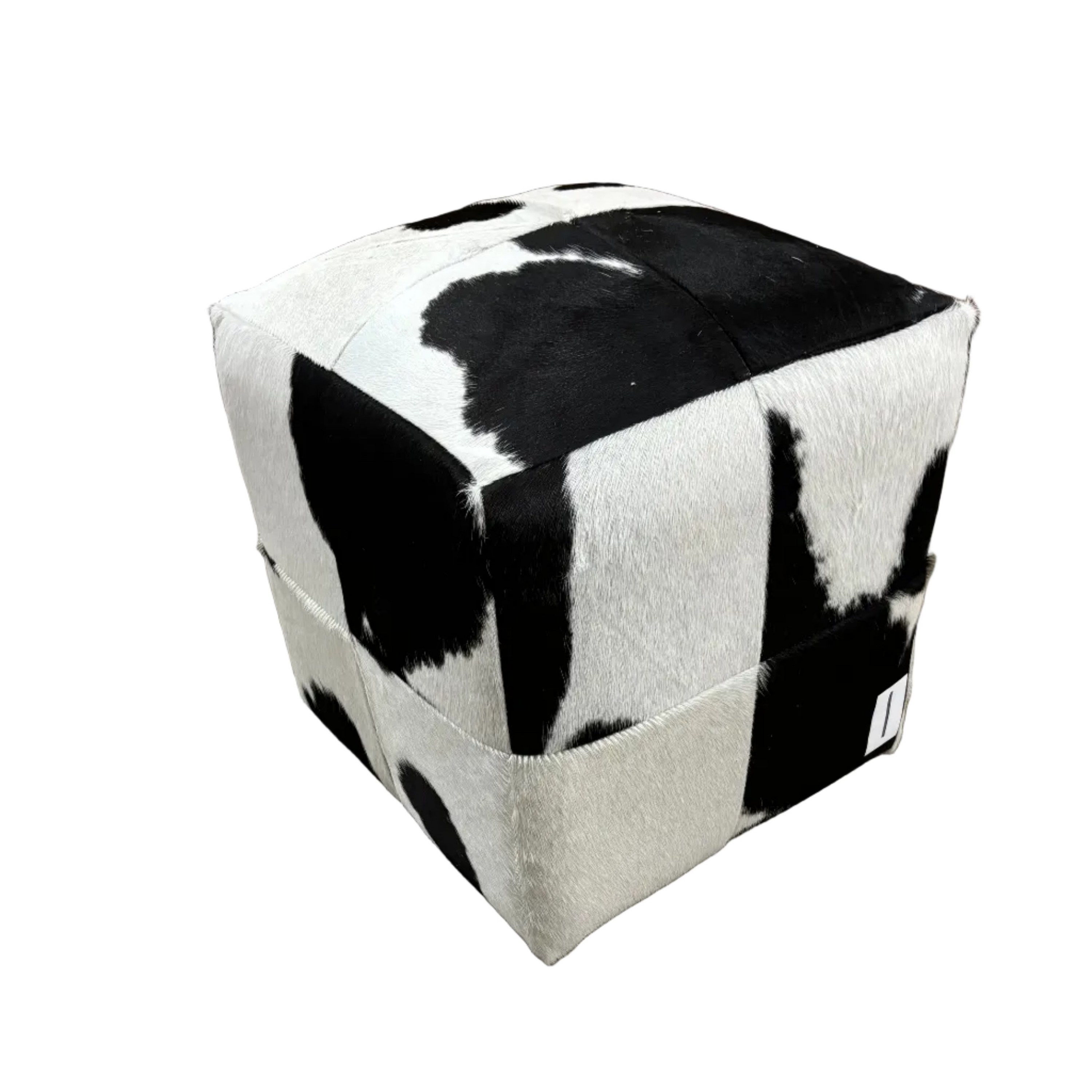 Natural Cowhide Poufs - Black Cloudy