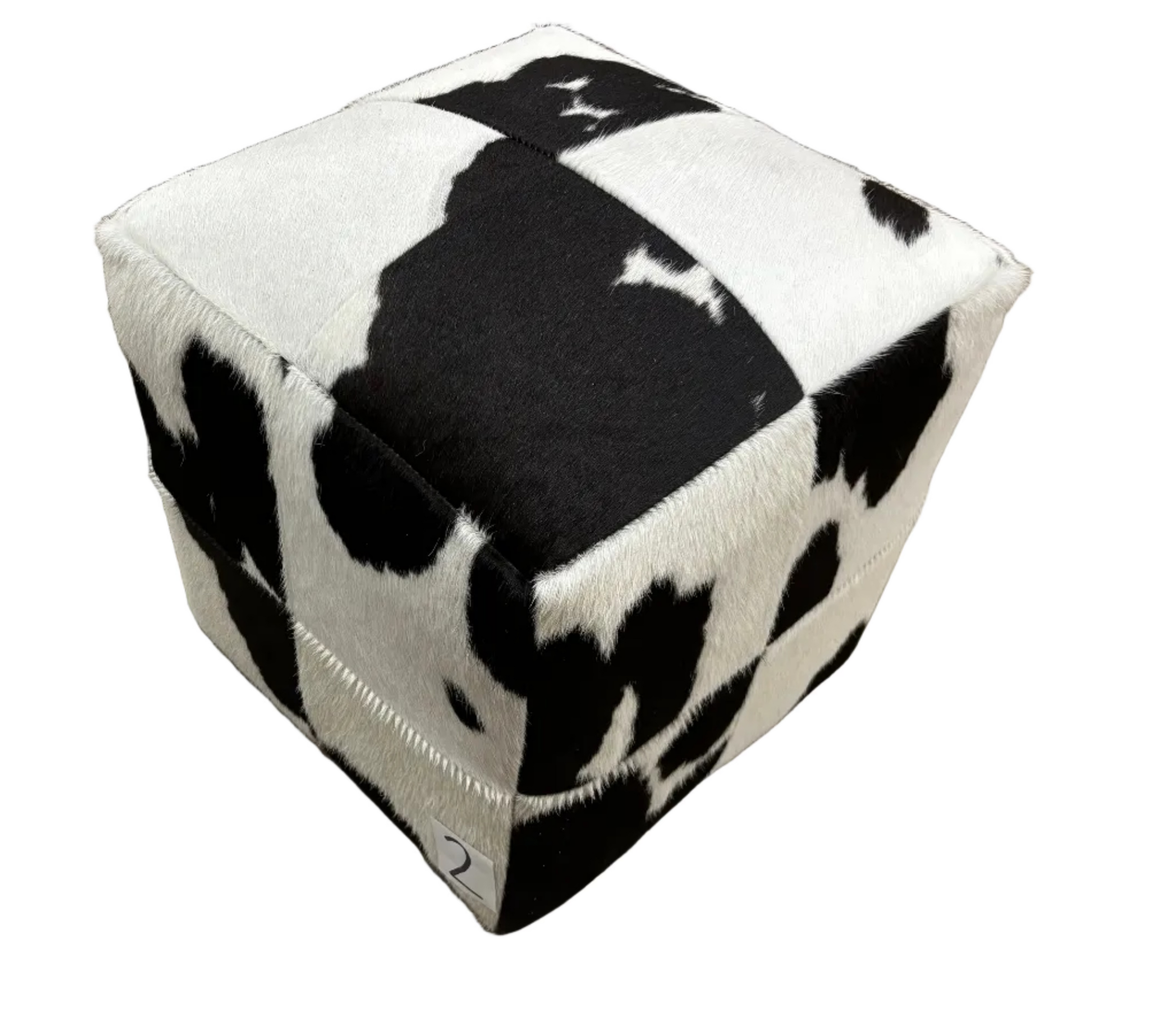 Natural Cowhide Poufs - Black Cloudy
