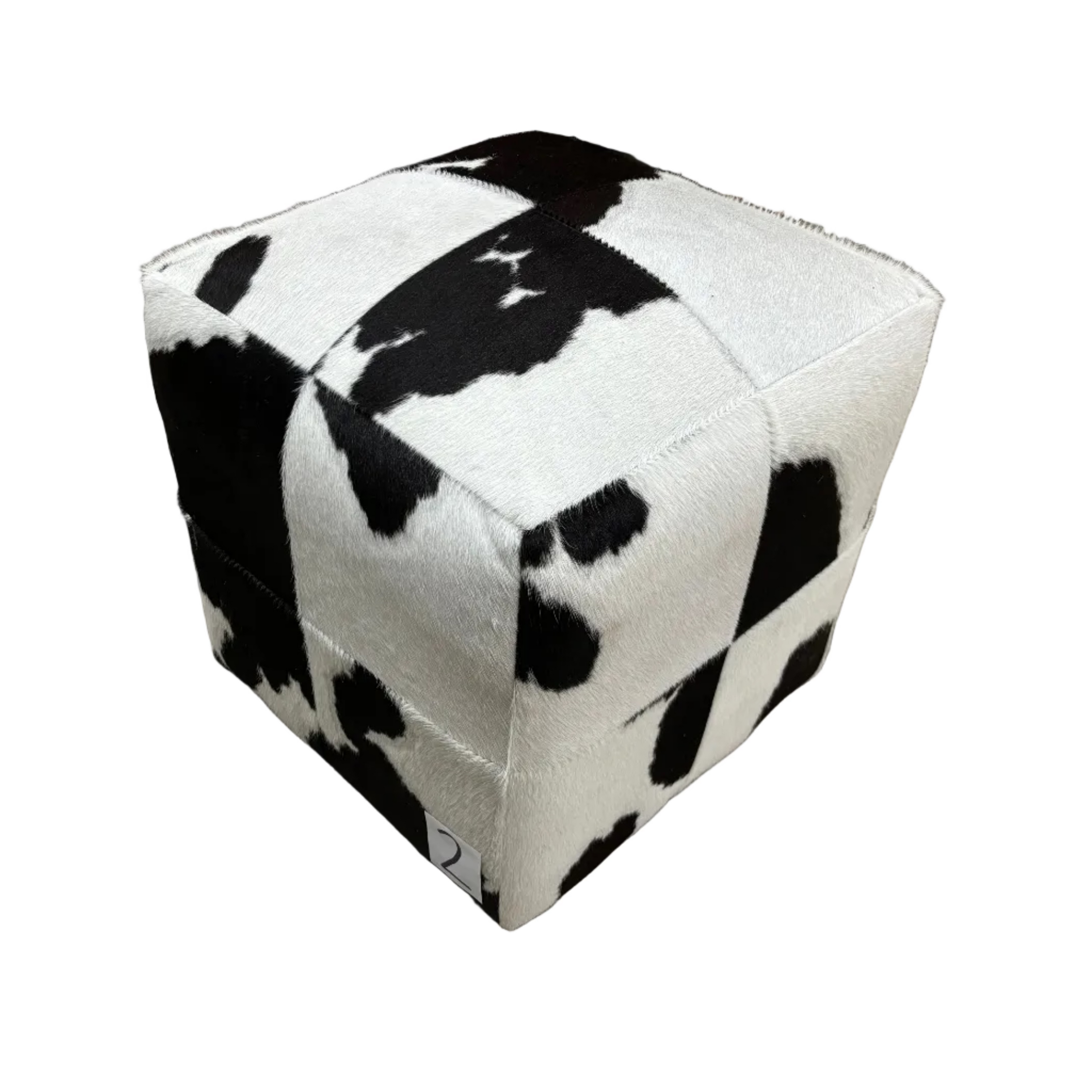 Natural Cowhide Poufs - Black Cloudy