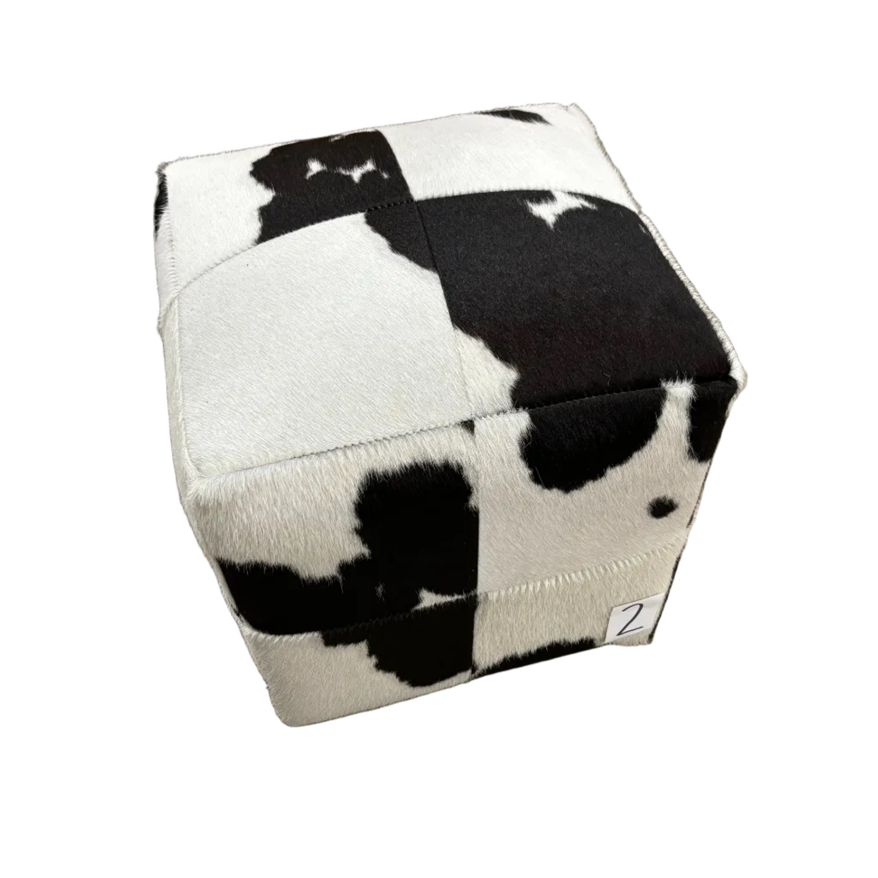 Natural Cowhide Poufs - Black Cloudy