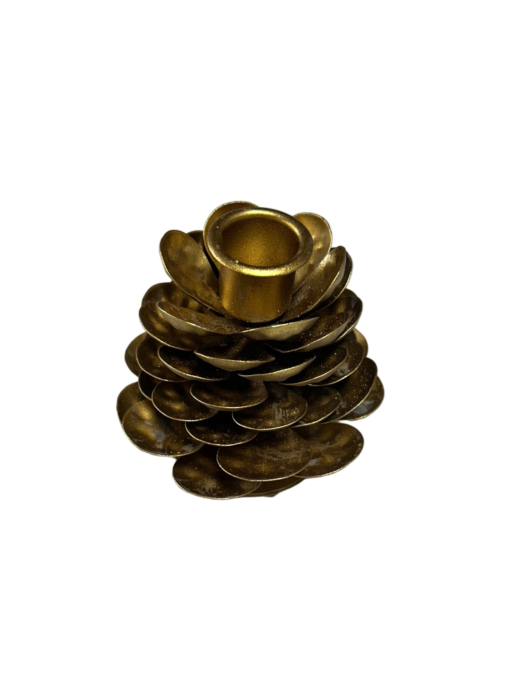 Aged Bronze Pinecone Shaped Taper Candle Holder