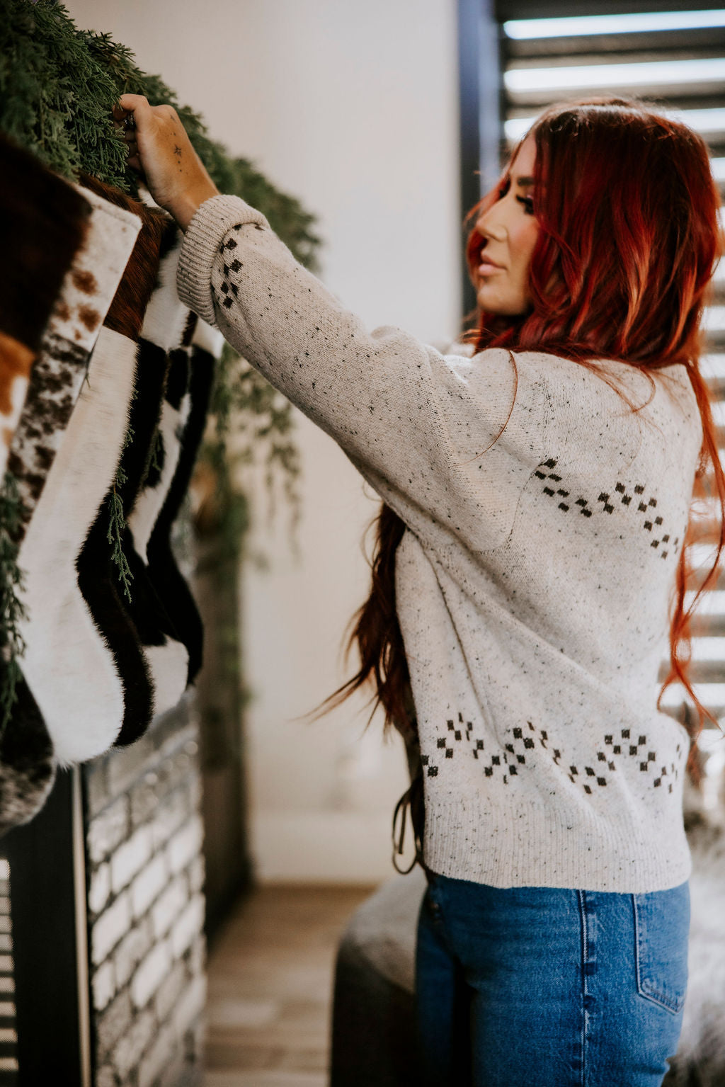 Cowhide Holiday Stocking