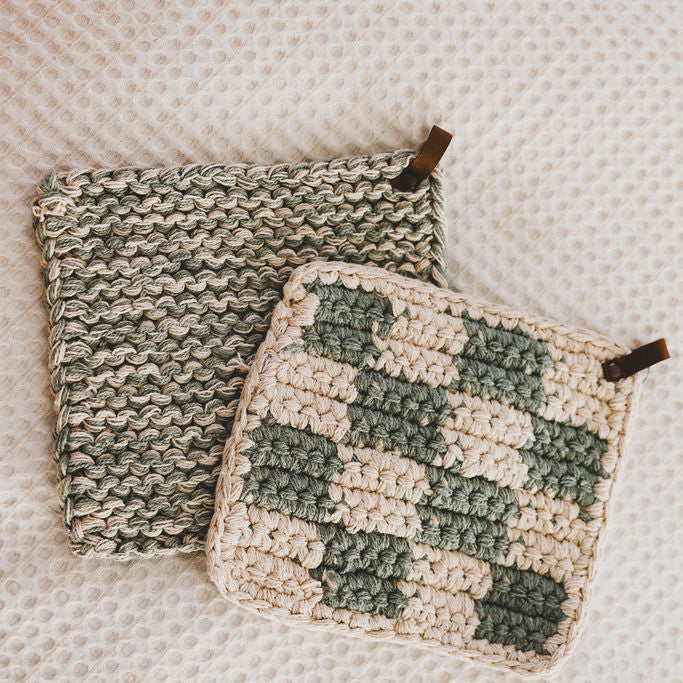 Knitted Pot Holder - 2 Styles