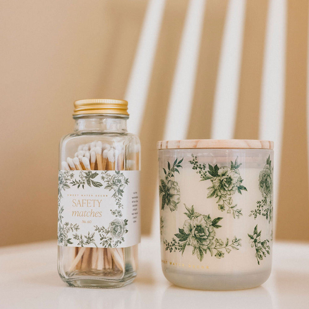 Floral Patterned Soy Wax Candle - 2 Colors & Scents