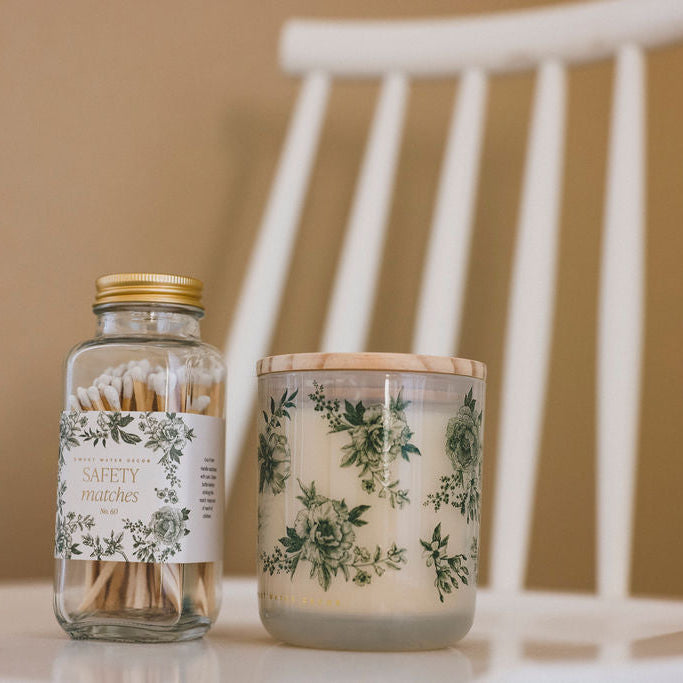 Botanical Glass Jar Matches with Striker