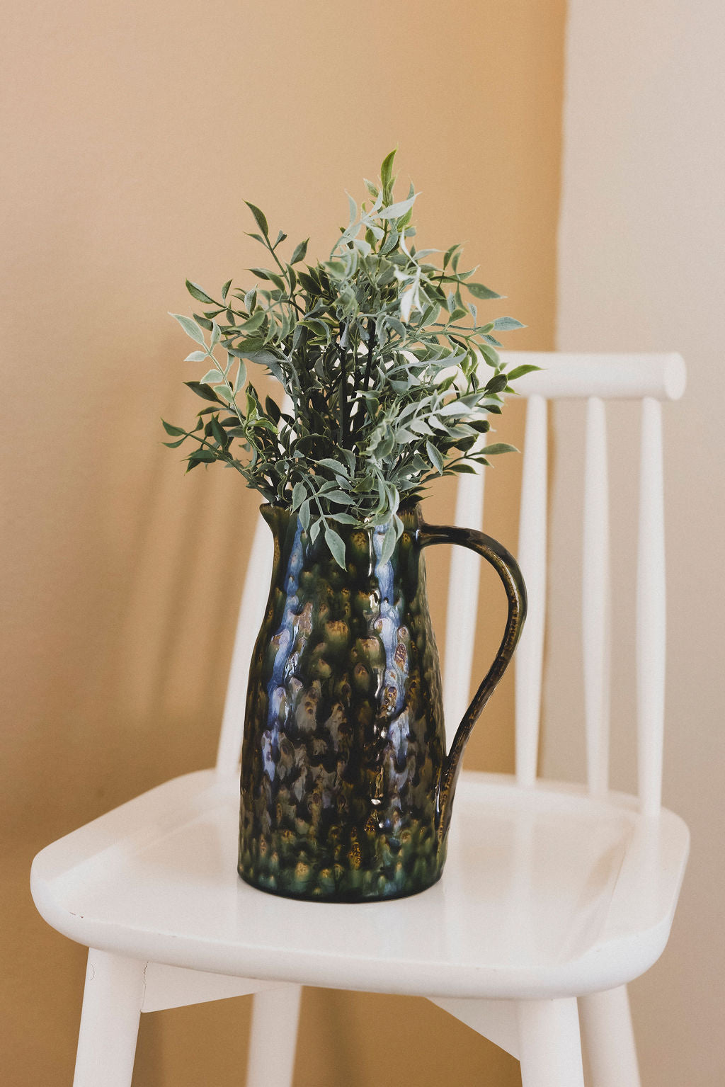 Handmade Olive Stoneware Pitcher