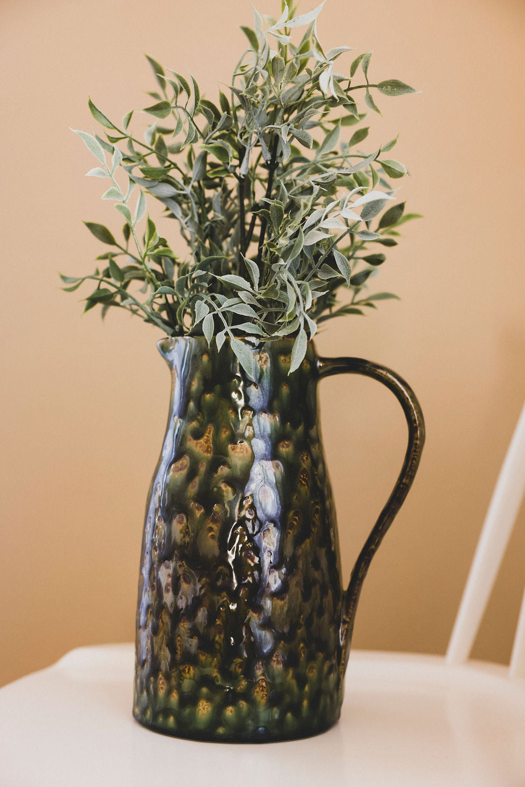 Handmade Olive Stoneware Pitcher