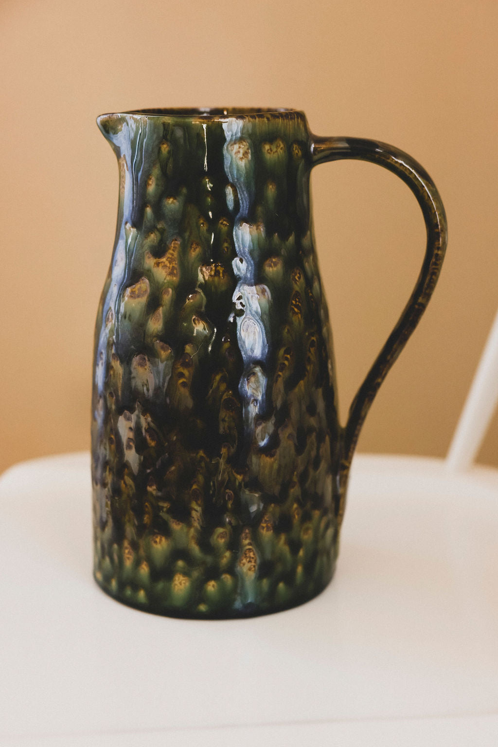 Handmade Olive Stoneware Pitcher