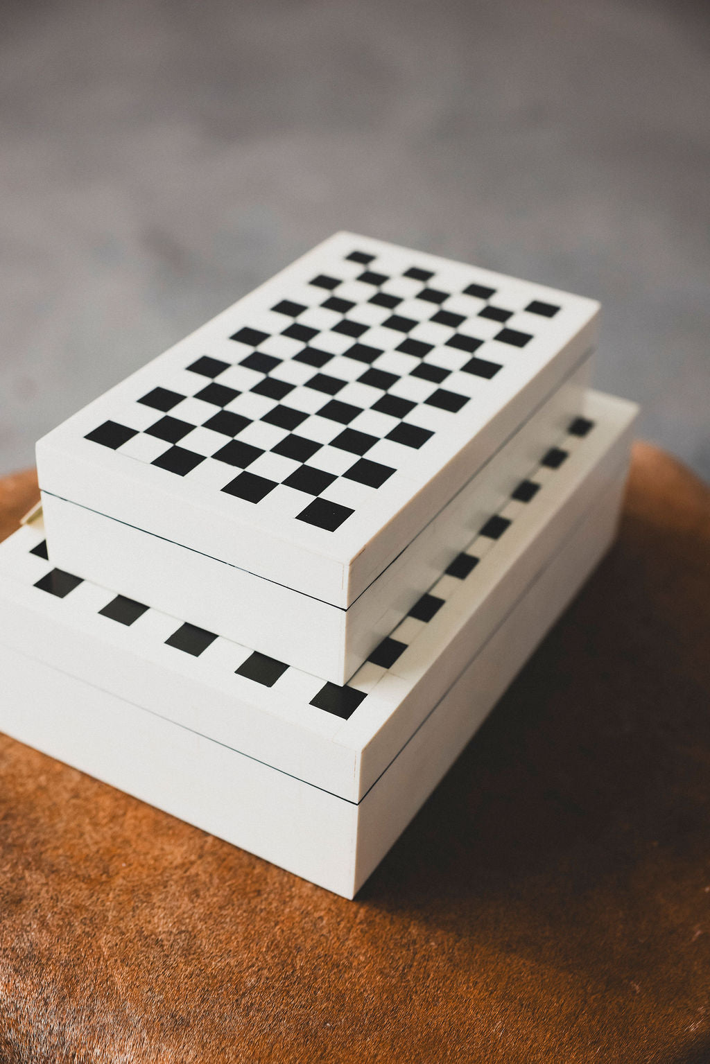 Black & Ivory Checkered Box - 2 Sizes