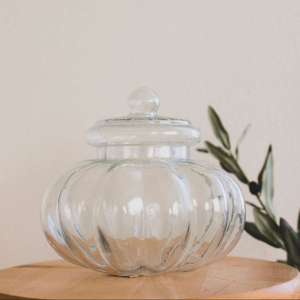 Ribbed Glass Jar with Lid