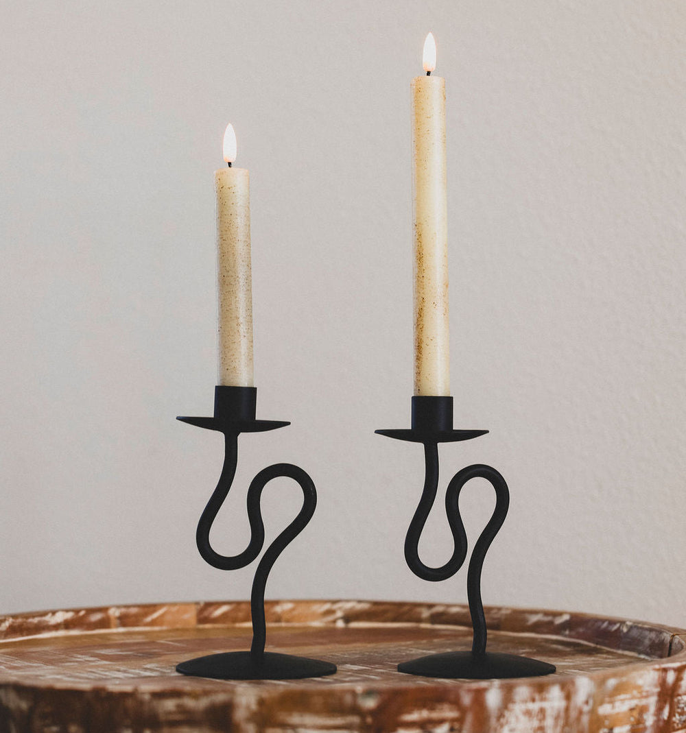 Hand-Forged Abstract Candlestick Holder