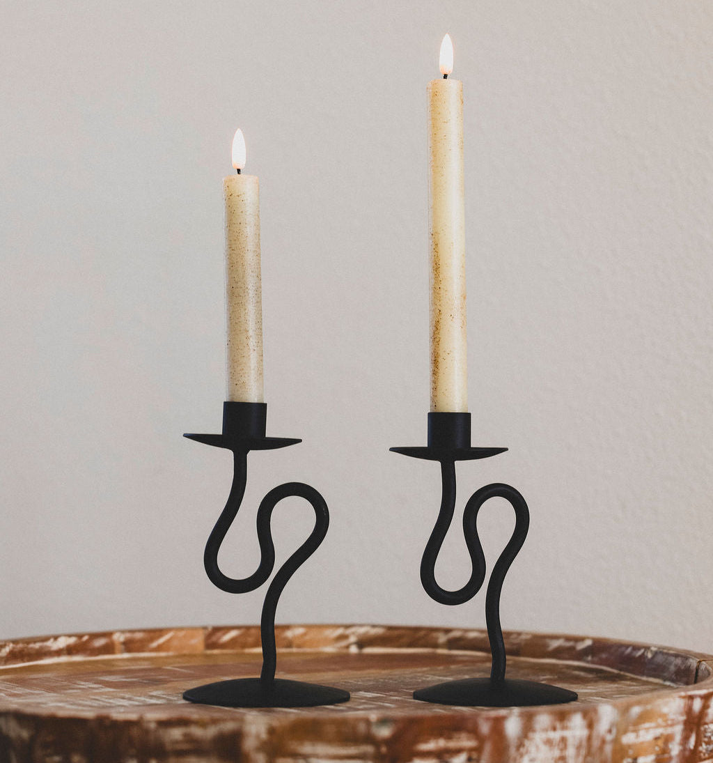 Hand-Forged Abstract Candlestick Holder