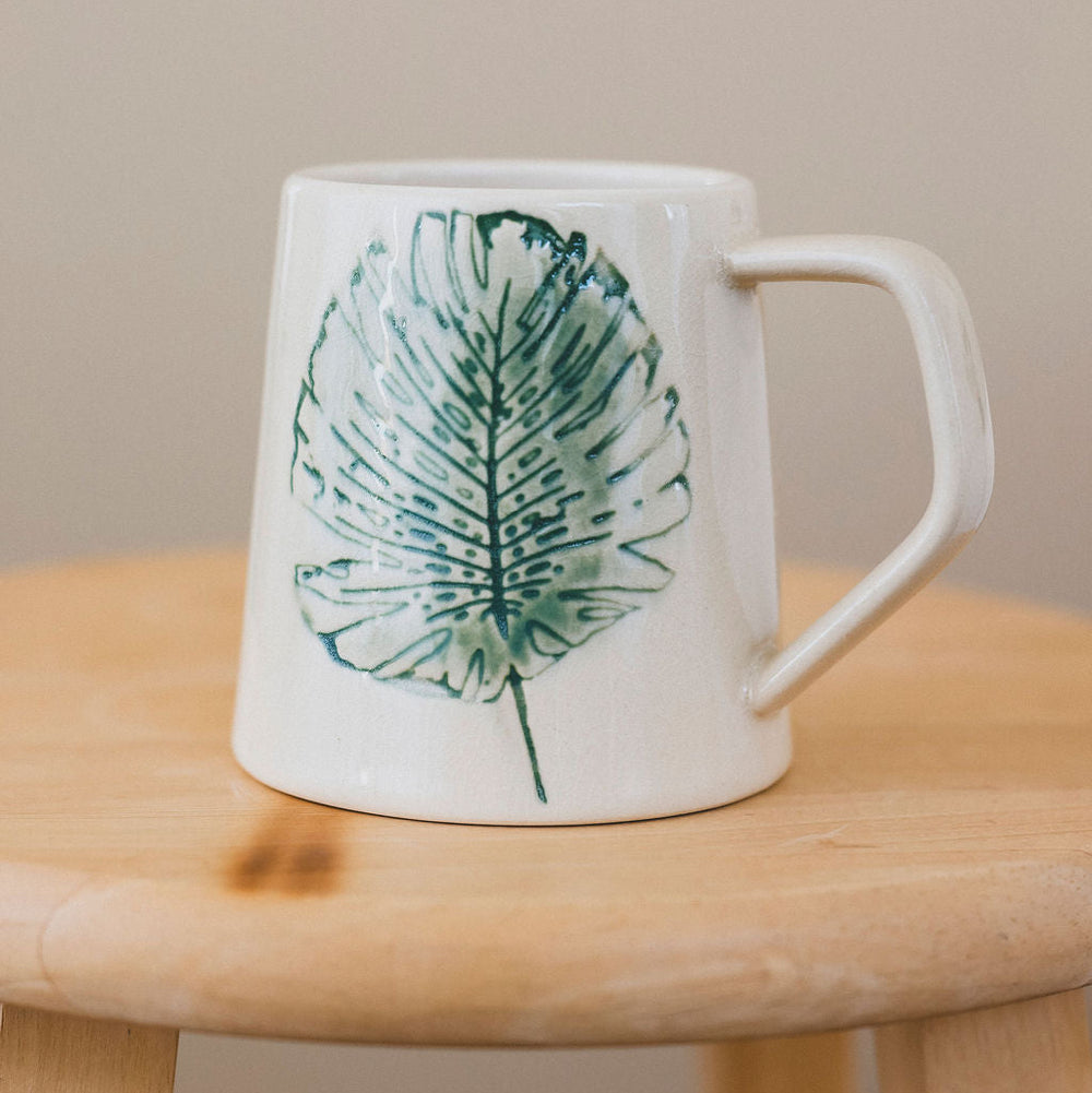 Handcrafted Leaf Stoneware Mug - 2 Styles