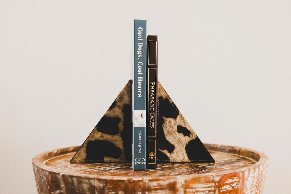 Cowhide Leather Bookends - Set of 2